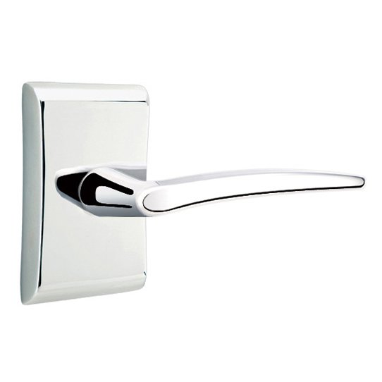 Emtek Double Dummy Poseidon Door Right Handed Lever With Neos Rose in Polished Chrome