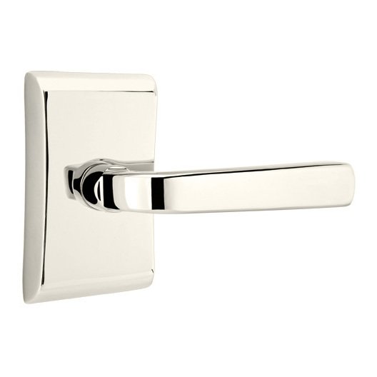 Emtek Double Dummy Sion Door Right Handed Lever With Neos Rose in Polished Nickel