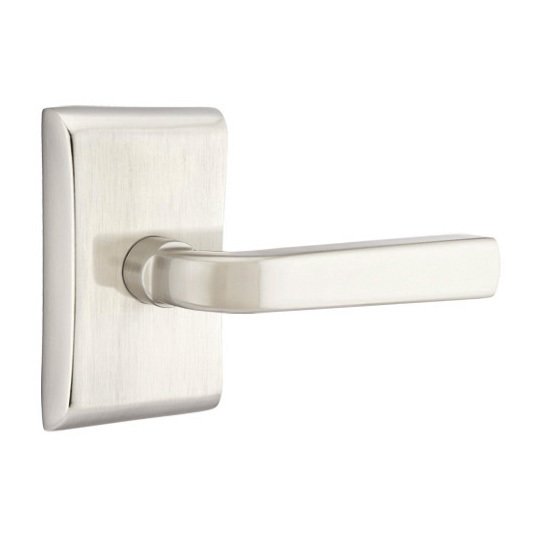 Emtek Double Dummy Sion Door Right Handed Lever With Neos Rose in Satin Nickel