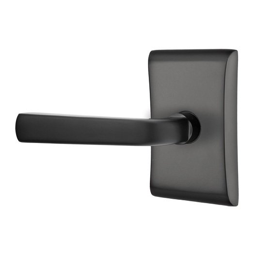 Emtek Double Dummy Sion Door Left Handed Lever With Neos Rose in Flat Black