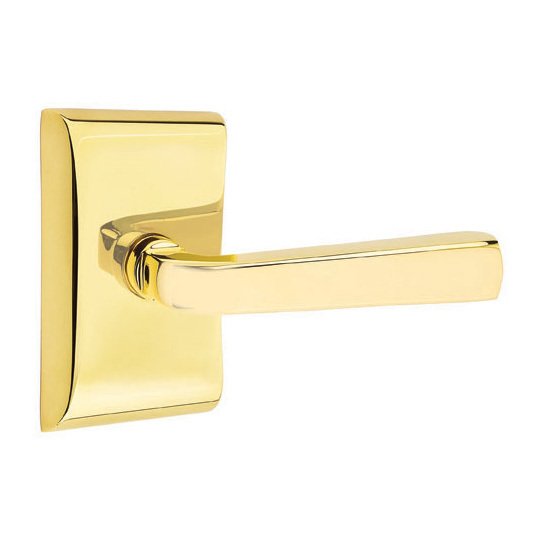 Emtek Double Dummy Sion Door Right Handed Lever With Neos Rose in Unlacquered Brass