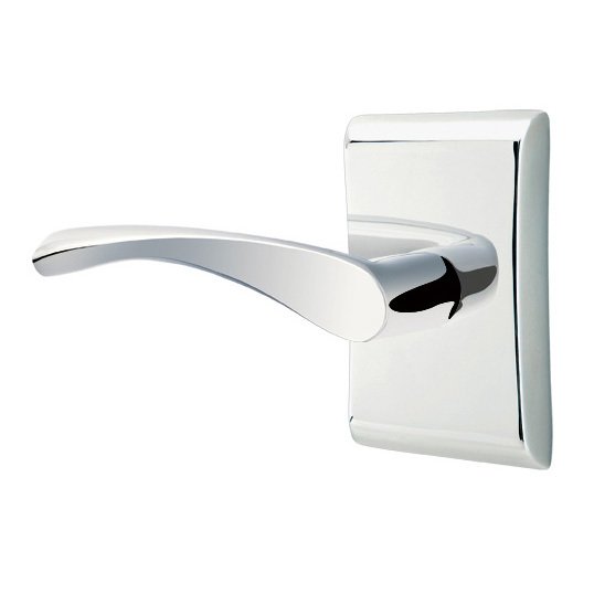 Emtek Double Dummy Triton Door Left Handed Lever With Neos Rose in Polished Chrome