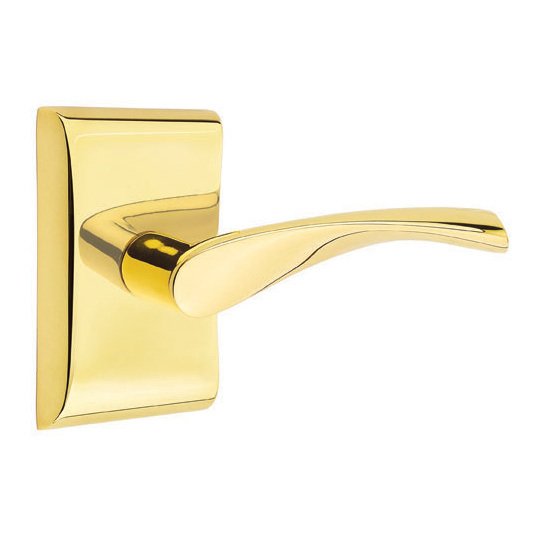 Emtek Double Dummy Triton Door Right Handed Lever With Neos Rose in Unlacquered Brass