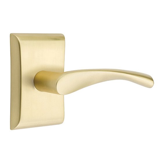 Emtek Double Dummy Triton Door Right Handed Lever With Neos Rose in Satin Brass