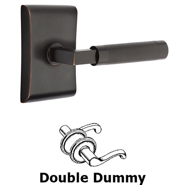 Emtek Double Dummy Knurled Lever with L-Square Stem and Neos Rose in Oil Rubbed Bronze