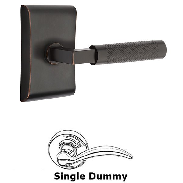 Emtek Single Dummy Knurled Lever with L-Square Stem and Neos Rose in Oil Rubbed Bronze