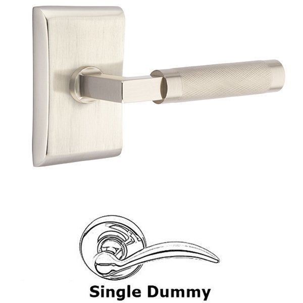 Emtek Single Dummy Knurled Lever with L-Square Stem and Neos Rose in Satin Nickel