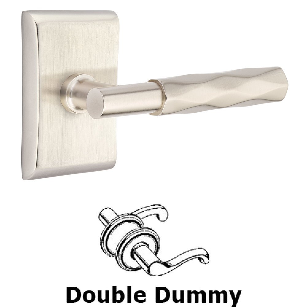 Emtek Double Dummy Tribeca Lever with T-Bar Stem and Neos Rose in Satin Nickel