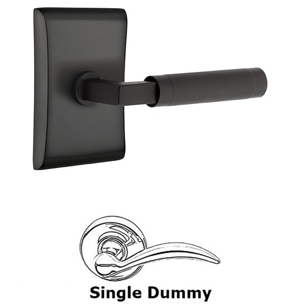 Emtek Single Dummy Knurled Lever with L-Square Stem and Neos Rose in Flat Black