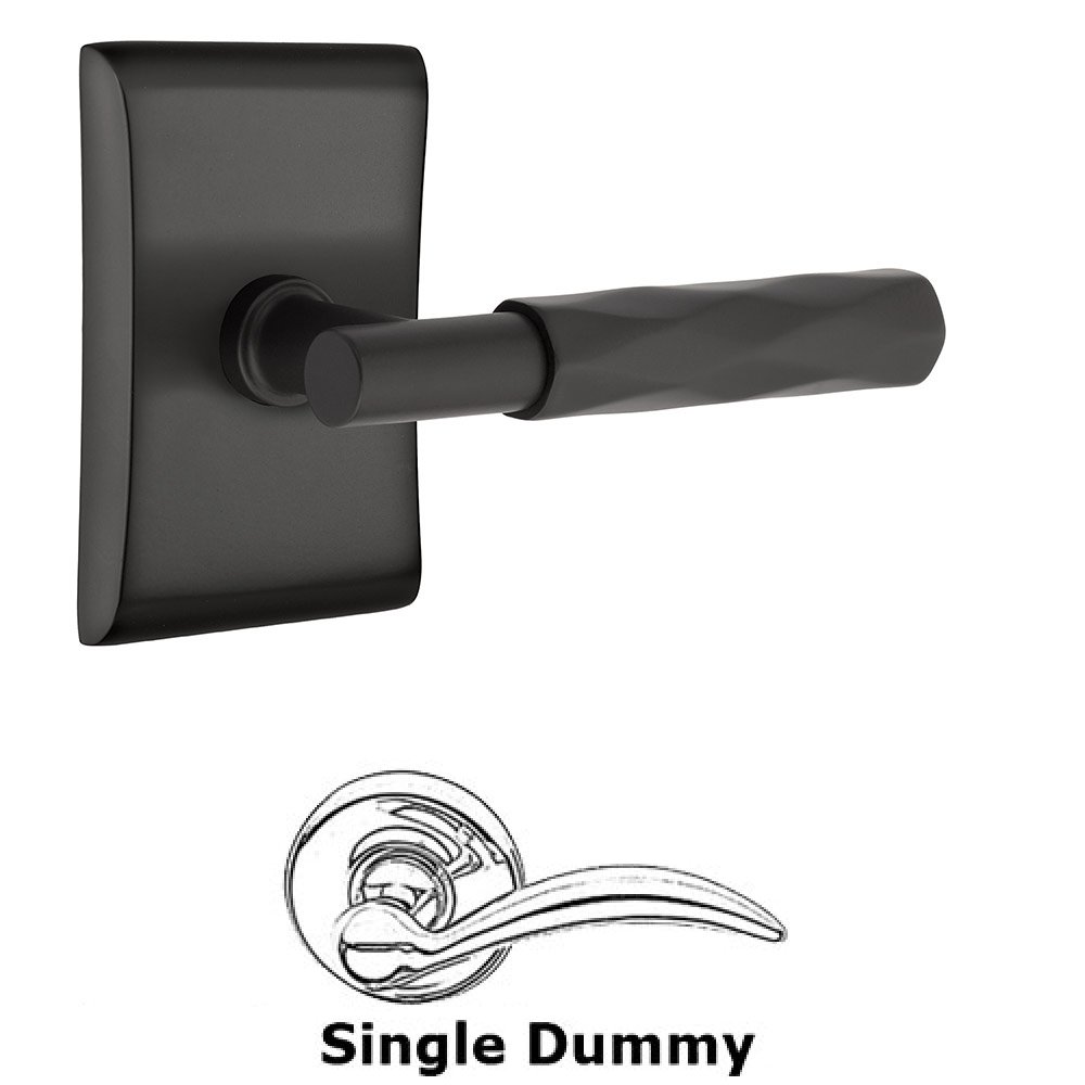 Emtek Single Dummy Tribeca Lever with T-Bar Stem and Neos Rose in Flat Black