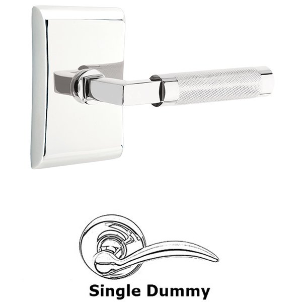 Emtek Single Dummy Knurled Lever with L-Square Stem and Neos Rose in Polished Chrome