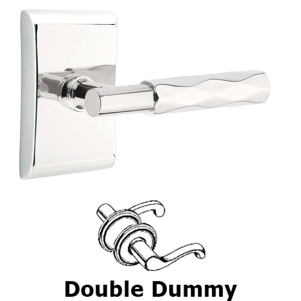 Emtek Double Dummy Tribeca Lever with T-Bar Stem and Neos Rose in Polished Chrome