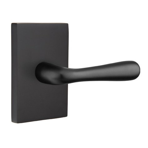 Emtek Double Dummy Basel Door Right Handed Lever With Modern Rectangular Rose in Flat Black