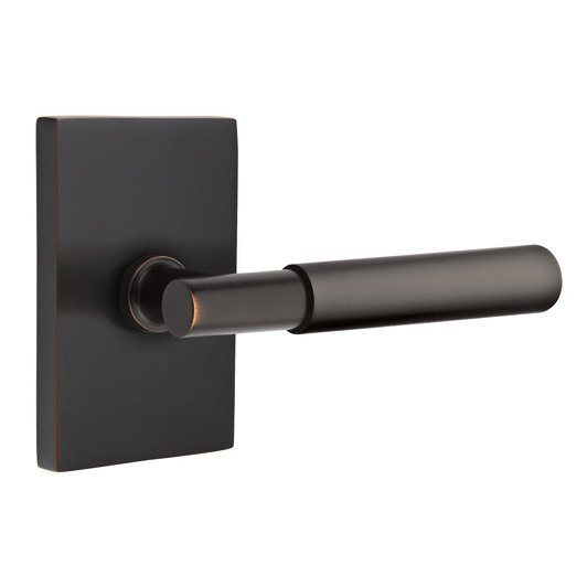 Emtek Double Dummy Myles Right Handed Lever with Modern Rectangular Rose in Oil Rubbed Bronze