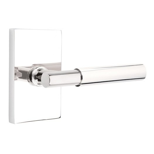 Emtek Double Dummy Myles Right Handed Lever with Modern Rectangular Rose in Polished Chrome