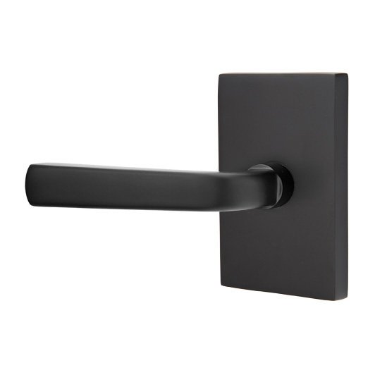 Emtek Double Dummy Sion Door Left Handed Lever With Modern Rectangular Rose in Flat Black