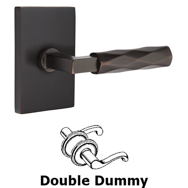 Emtek Double Dummy Tribeca Lever with L-Square Stem and Modern Rectangular Rose in Oil Rubbed Bronze