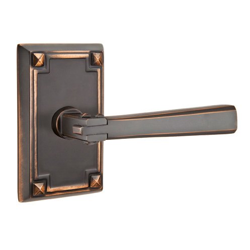 Emtek Right Handed Double Dummy Arts & Crafts Door Lever with Arts & Crafts Rose in Oil Rubbed Bronze