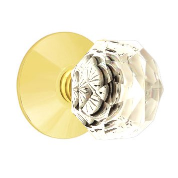Emtek Single Dummy Diamond Door Knob with Modern Rose in Unlacquered Brass