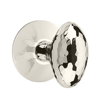 Emtek Single Dummy Hammered Egg Door Knob And Modern Rose in Polished Chrome