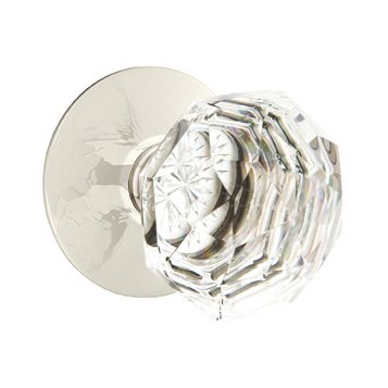 Emtek Diamond Double Dummy Door Knob with Modern Rose in Polished Nickel