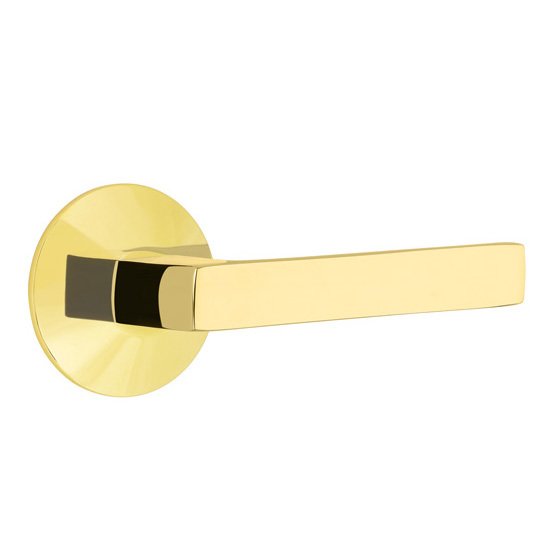 Emtek Double Dummy Dumont Right Handed Lever with Modern Rose in Unlacquered Brass