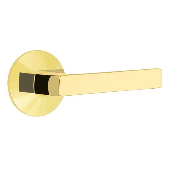 Emtek Double Dummy Dumont Right Handed Lever with Modern Rose in Unlacquered Brass