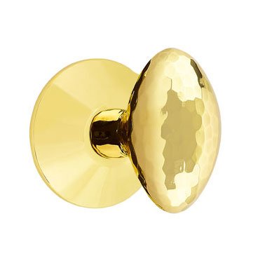 Emtek Double Dummy Hammered Egg Door Knob And Modern Rose in Unlacquered Brass