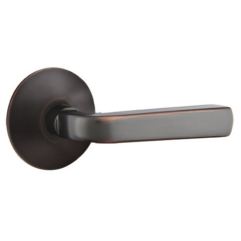 Emtek Double Dummy Sion Door Right Handed Lever With Modern Rose in Oil Rubbed Bronze