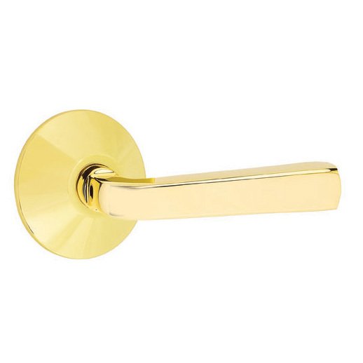 Emtek Double Dummy Sion Door Right Handed Lever With Modern Rose in Unlacquered Brass