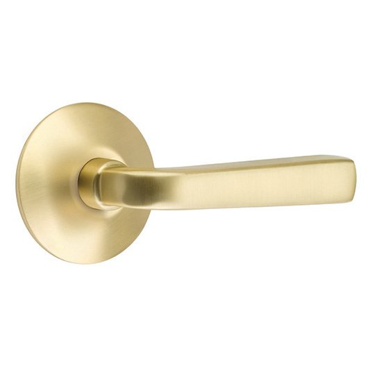 Emtek Double Dummy Sion Door Right Handed Lever With Modern Rose in Satin Brass