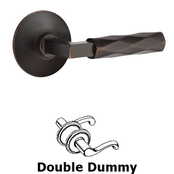 Emtek Double Dummy Tribeca Lever with L-Square Stem and Modern Rose in Oil Rubbed Bronze