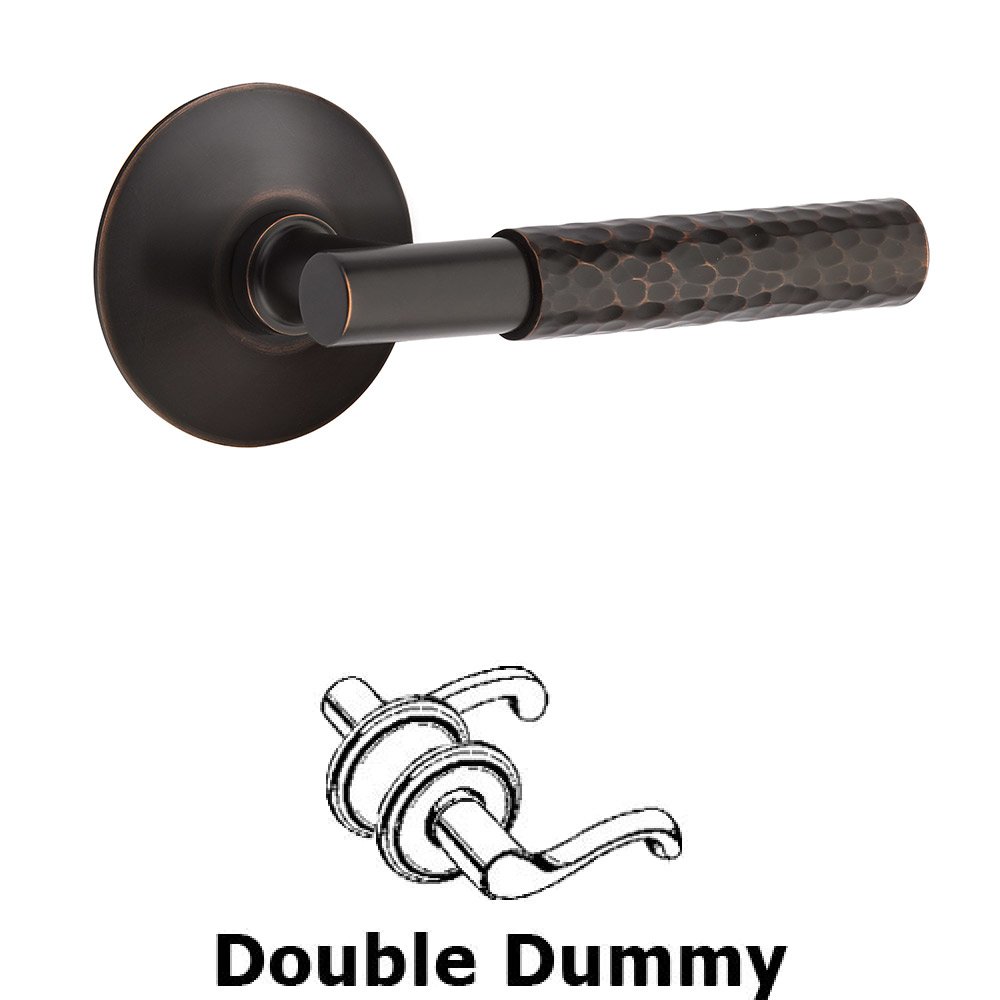 Emtek Double Dummy Hammered Lever with T-Bar Stem and Modern Rose in Oil Rubbed Bronze
