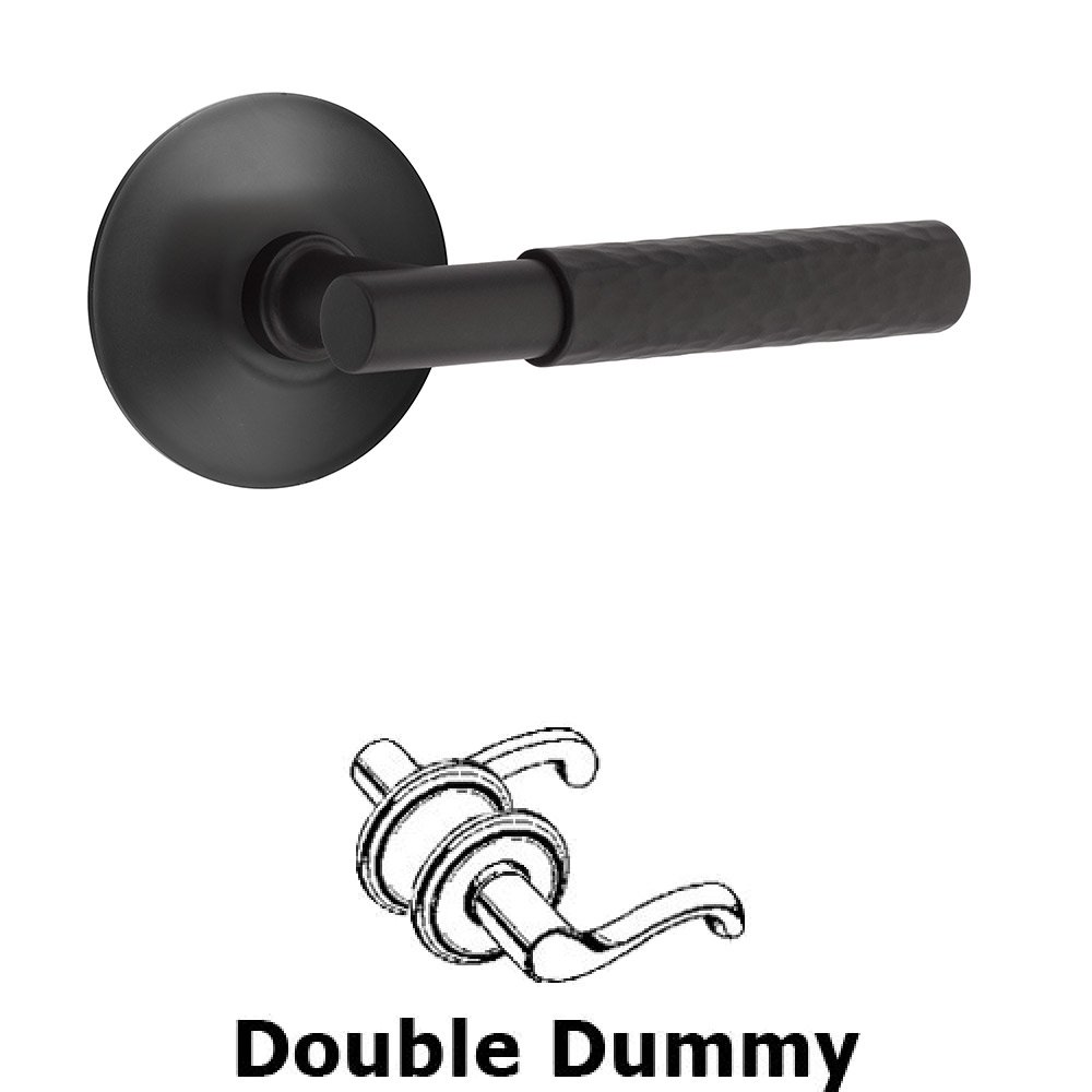 Emtek Double Dummy Hammered Lever with T-Bar Stem and Modern Rose in Flat Black
