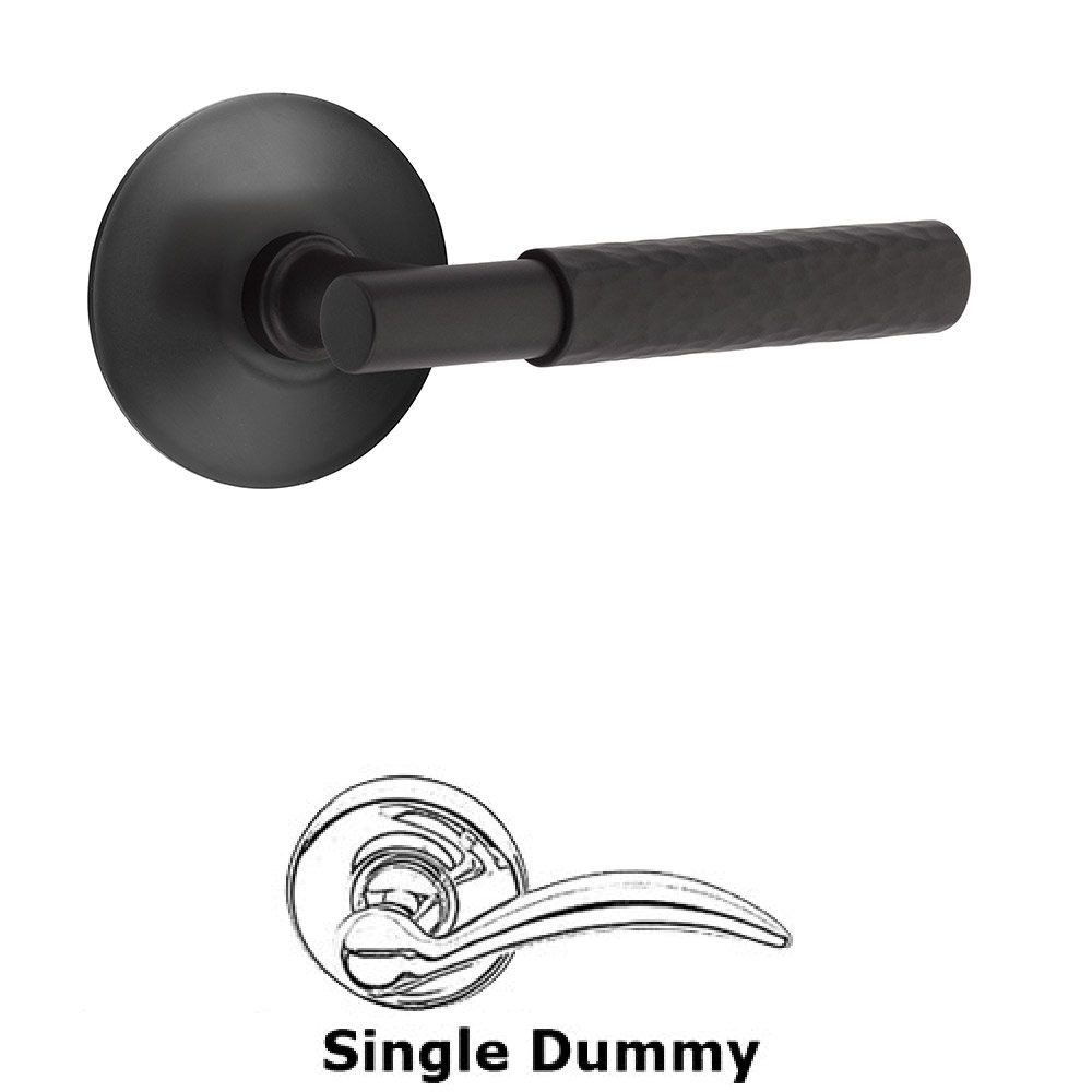 Emtek Single Dummy Hammered Lever with T-Bar Stem and Modern Rose in Flat Black