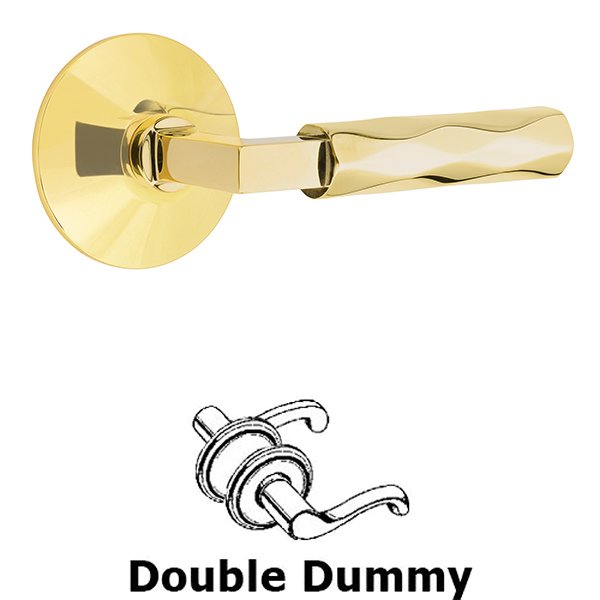 Emtek Double Dummy Tribeca Lever with L-Square Stem and Modern Rose in Unlacquered Brass
