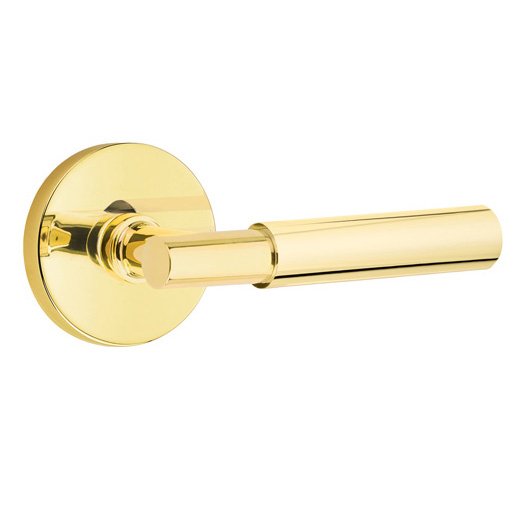 Emtek Single Dummy Myles Right Handed Lever with Disk Rose in Unlacquered Brass