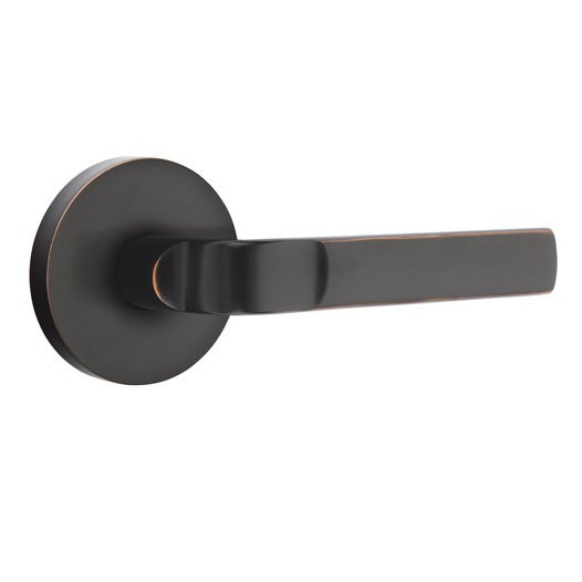 Emtek Double Dummy Aston Right Handed Lever with Disk Rose in Oil Rubbed Bronze