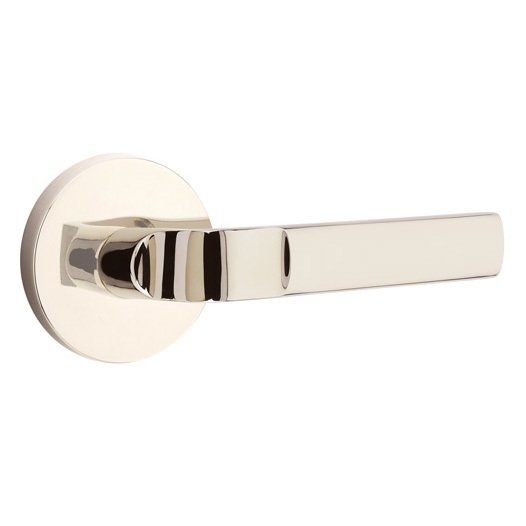 Emtek Double Dummy Aston Right Handed Lever with Disk Rose in Polished Nickel