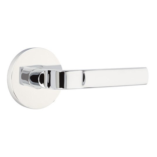 Emtek Double Dummy Aston Right Handed Lever with Disk Rose in Polished Chrome