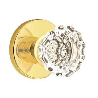 Emtek Astoria Double Dummy Door Knob with Disk Rose in Unlacquered Brass