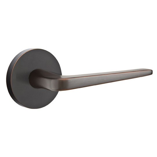 Emtek Double Dummy Athena Door Right Handed Lever With Disk Rose in Oil Rubbed Bronze
