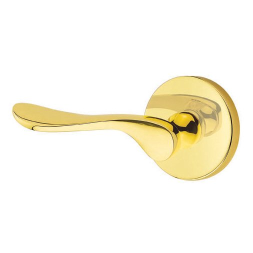Emtek Double Dummy Luzern Door Left Handed Lever With Disk Rose in Unlacquered Brass