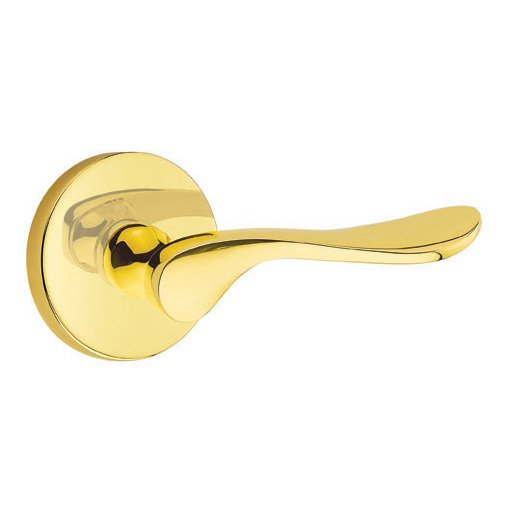 Emtek Double Dummy Luzern Door Right Handed Lever With Disk Rose in Unlacquered Brass