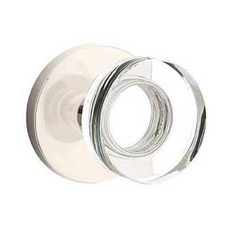 Emtek Modern Disc Glass Double Dummy Door Knob with Disk Rose in Polished Nickel