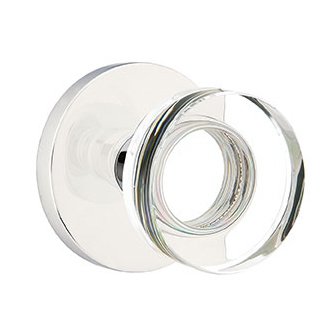 Emtek Modern Disc Glass Double Dummy Door Knob with Disk Rose in Polished Chrome