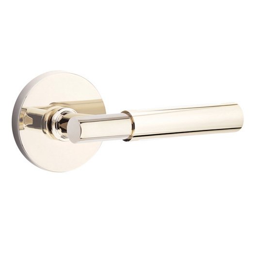 Emtek Double Dummy Myles Right Handed Lever with Disk Rose in Polished Nickel