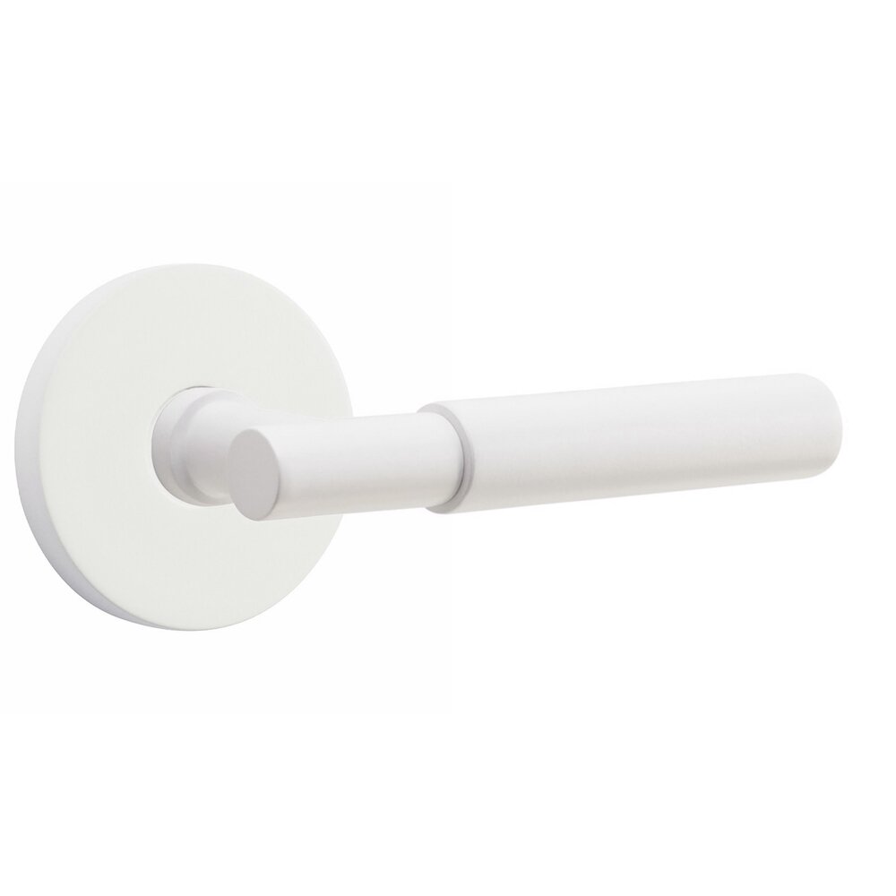 Emtek Double Dummy Smooth Lever with T-Bar Stem and Disk Rose in Matte White
