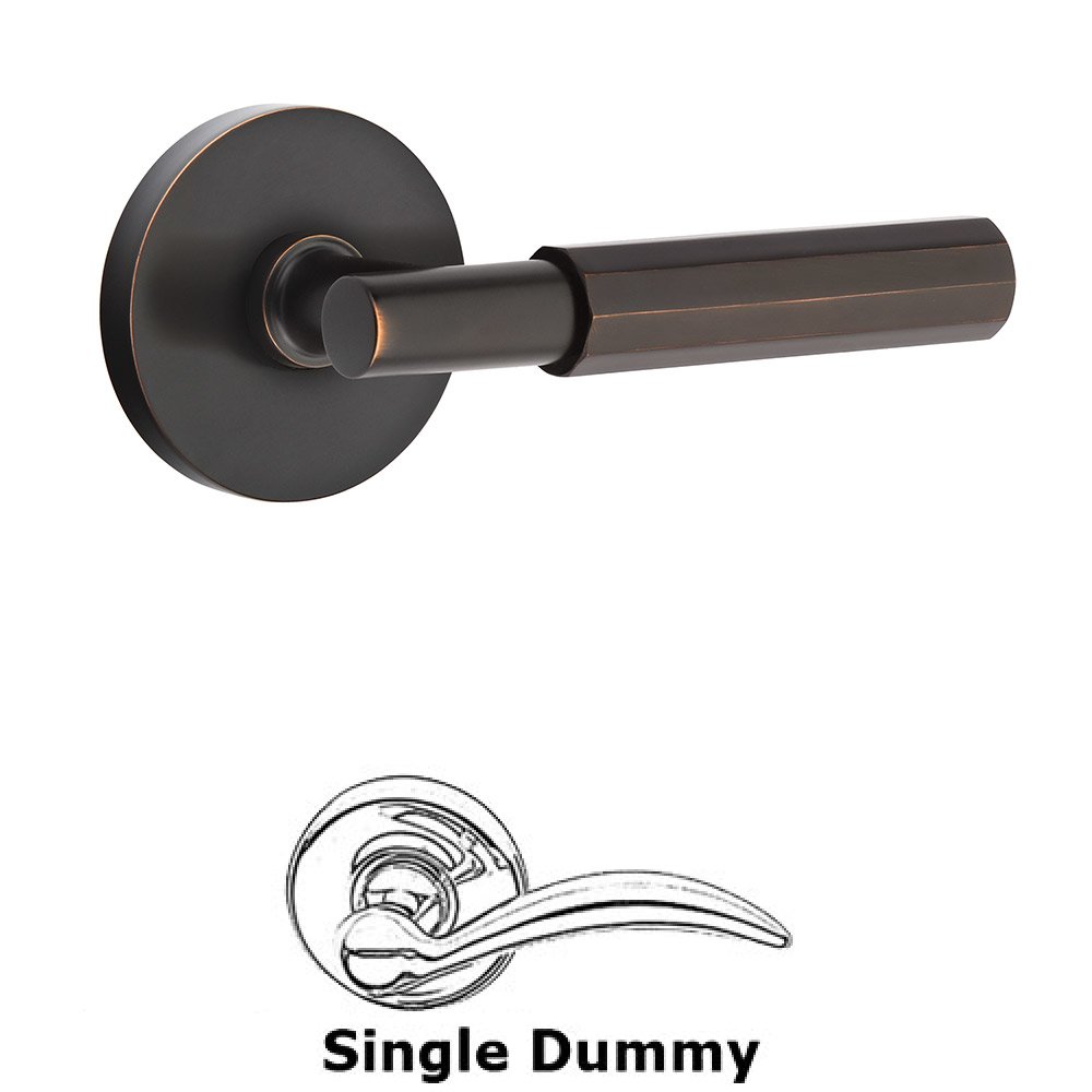 Emtek Single Dummy  Faceted Lever with T-Bar Stem and Disc Rose in Oil Rubbed Bronze