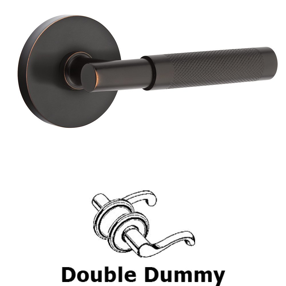 Emtek Double Dummy Knurled Lever with T-Bar Stem and Disc Rose in Oil Rubbed Bronze